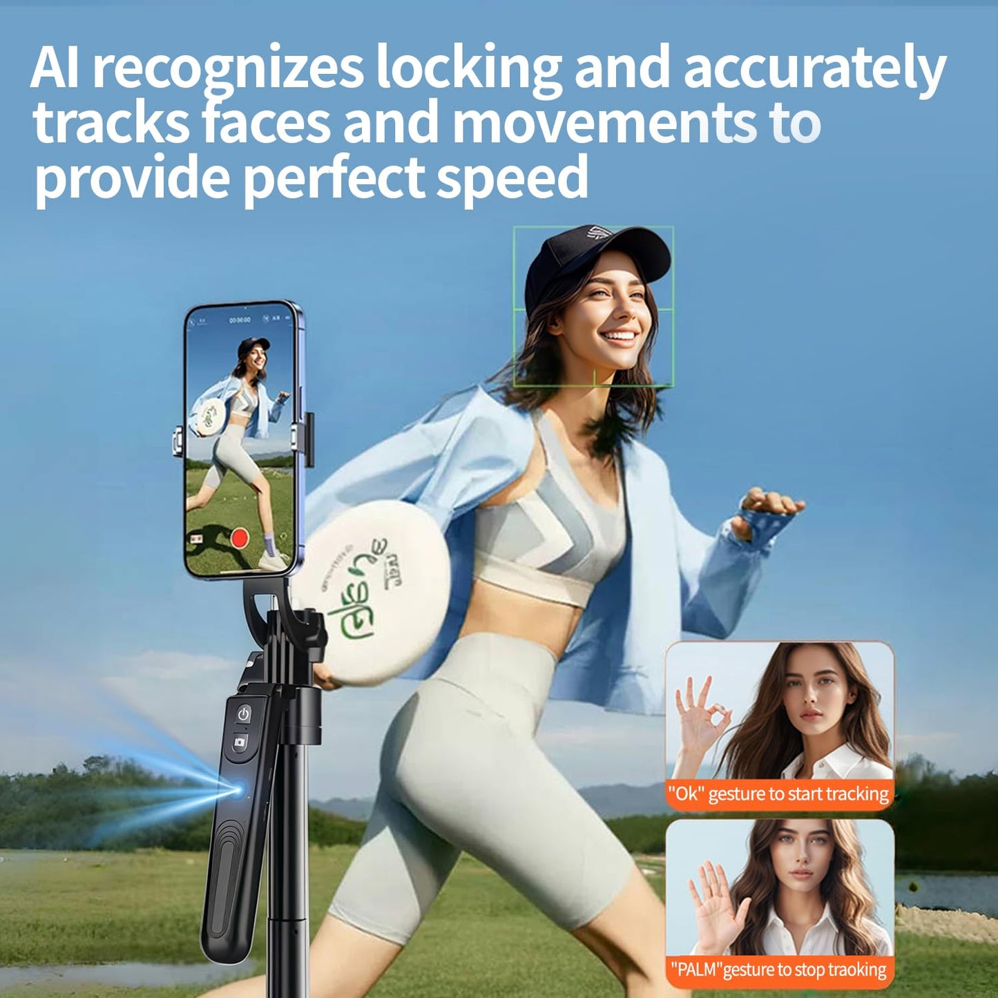 Yayusi 70.9 Auto Face Tracking Selfie Stick Tripod For Iphone With Light, No App, 360 Rotation Tripod That Follows Your Movement