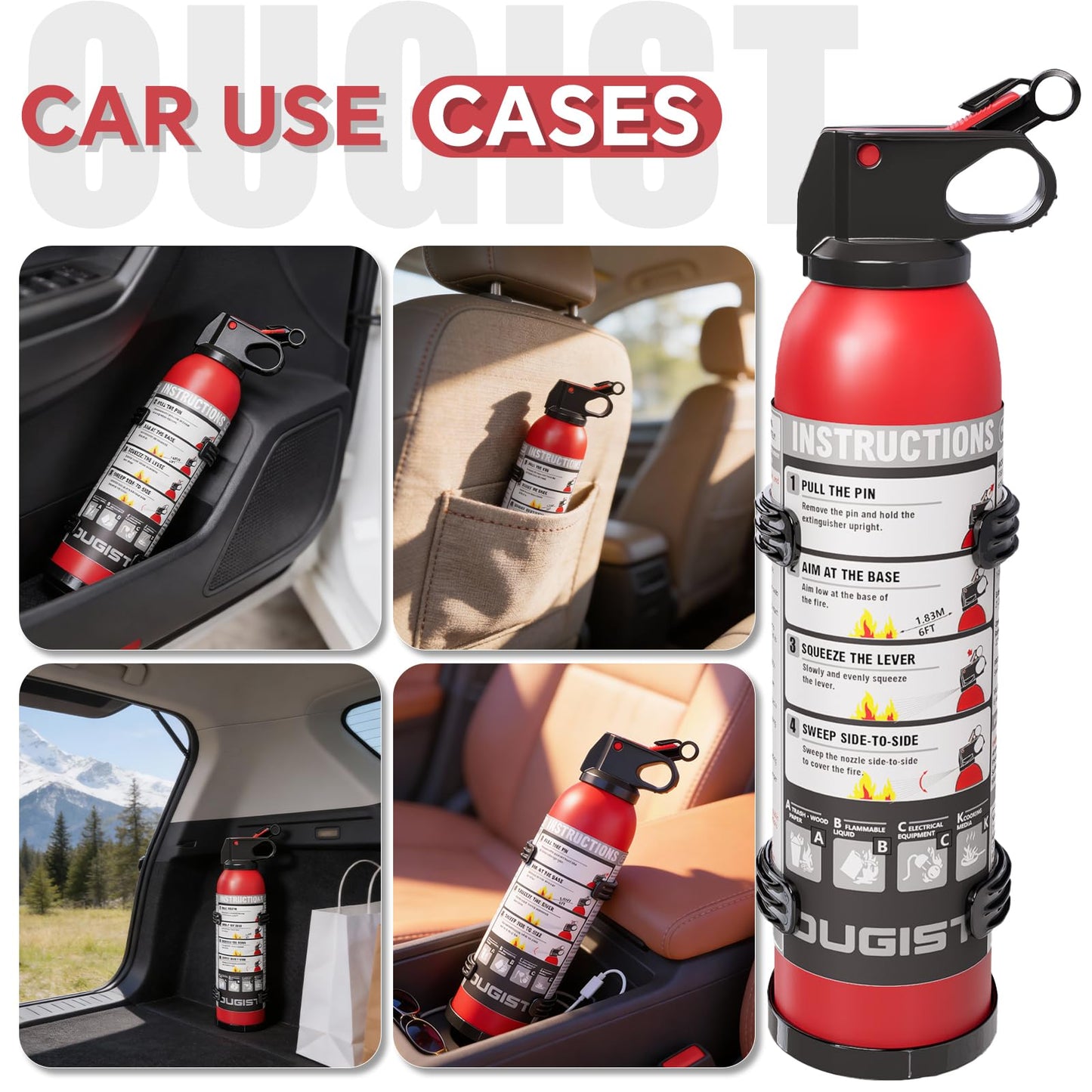 Small Fire Extinguisher for Home & Car – (2-Pack, 1.32lb Each) Portable Dry Chemical Fire Extinguishing Spray | For Kitchen Grease, Electrical, Vehicle & Garage Fires, Easy to Use
