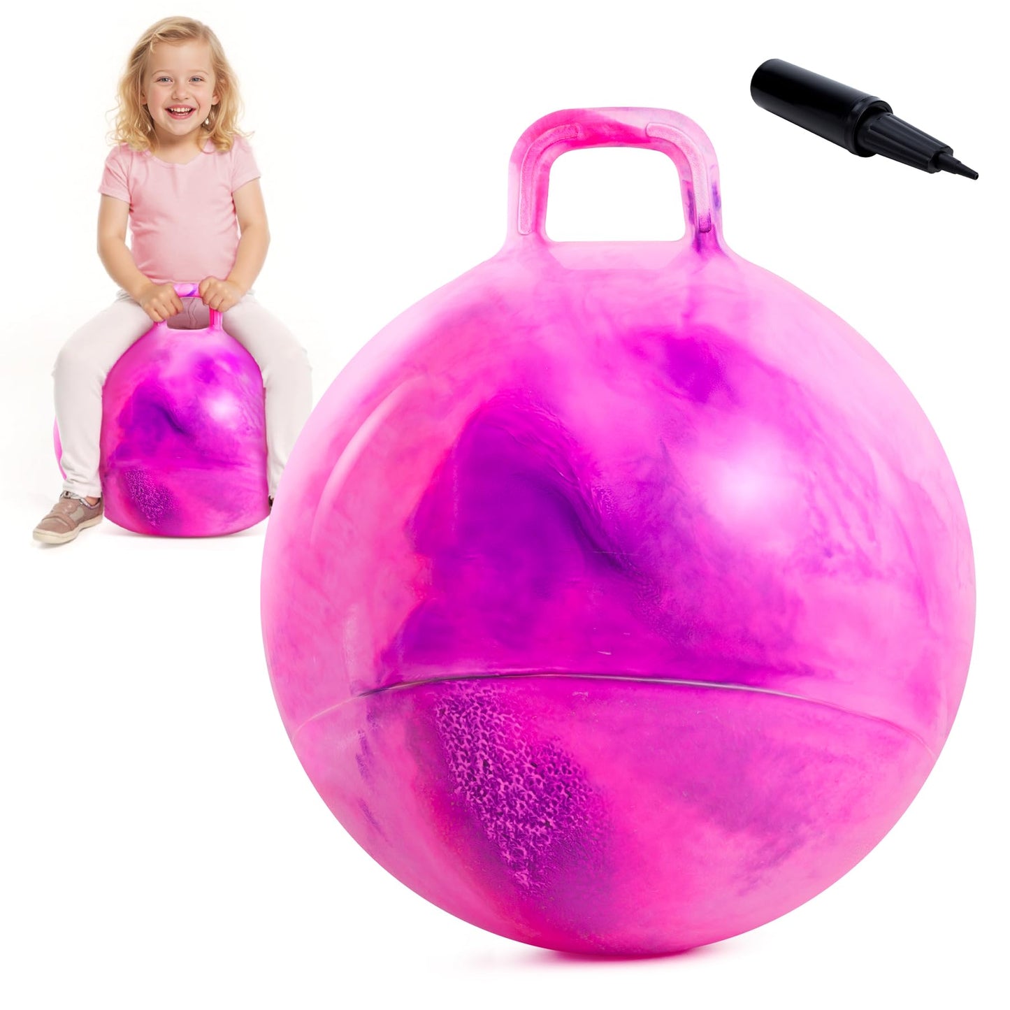 EVERICH TOY Hopper Ball, 18 Inch Hoppity Hop for Kids 4-8, Clouds Bouncy Ball with Handle, Indoor Outdoor Inflatable Hopping Toys for Boys and Girls Gifts with Pump