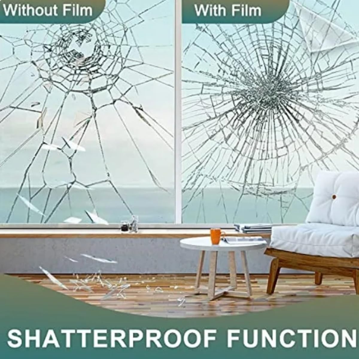 RockRose Security and Safety Clear Window Film - Anti-Shatter Tempered Glass Film for Home & Office Windows - Premium 4 Mil 99% UV Resistant Window Film for Enhanced Safety - (30 in X 10 Ft)