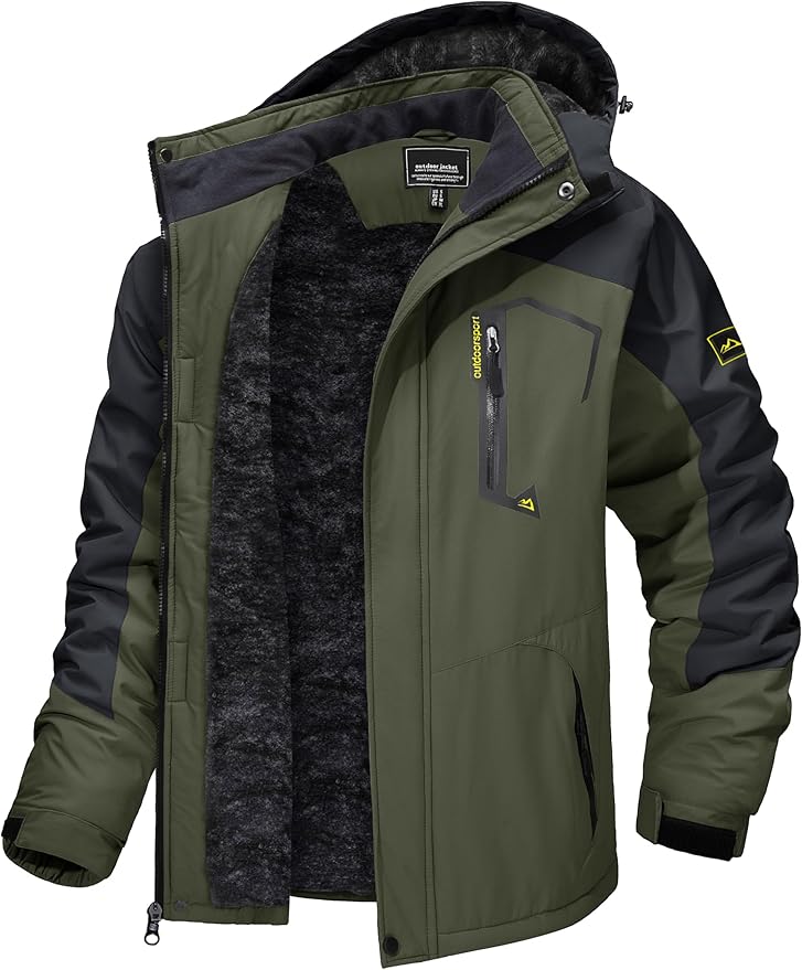 TACVASEN Men's Winter Skiing Jackets Water Resistant Fleece Coats Insulated Thermal Snowboard Jacket Parka Raincoat with Hood