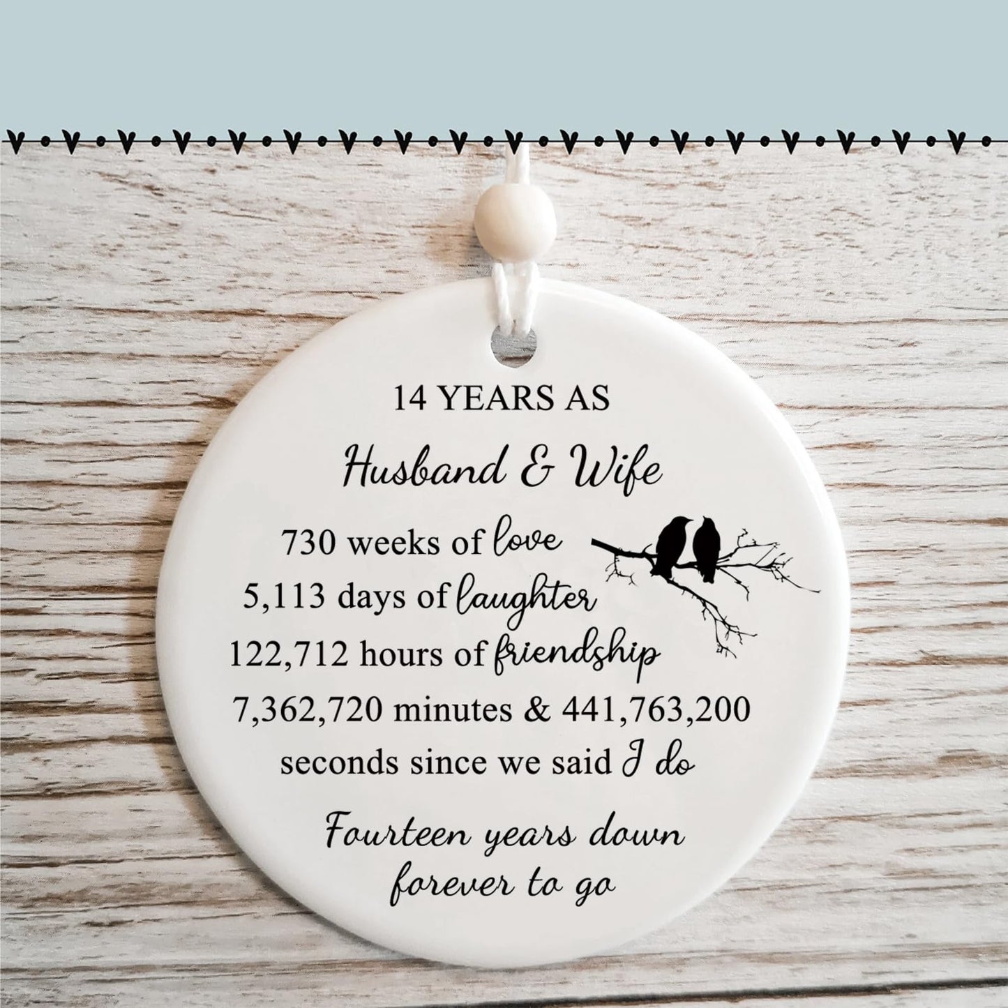 14 Years for Couple,14th Wedding for Wife or Husband,Ivory Anniversary Marriage Presents for Her or Him