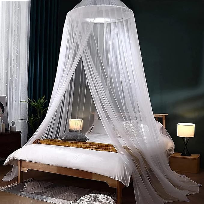 Mosquito Net Bed Canopy for Girls,King Canopy Bed Curtains Full Queen Size from Ceiling,Dome Mosquito Netting Bed Tent Twi...