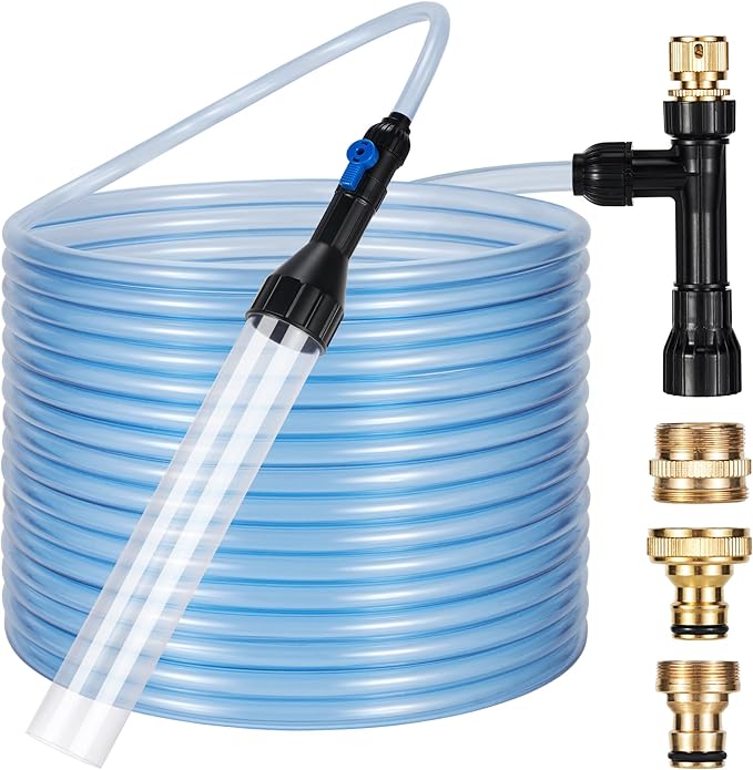 DXOPHIEX Gravel Vacuum for Aquarium Fish Tank Siphon Aquarium Water Changer with Three Metal Faucet Adapter and Long Hose ...