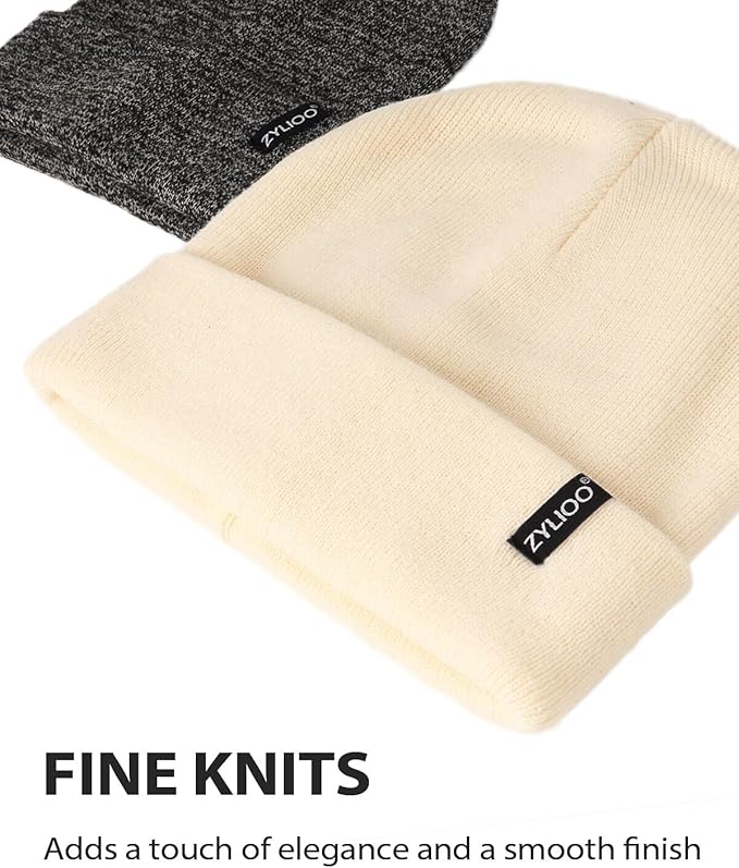 Zylioo Oversize Beanie Hats, XXL Big Size Ribbed Knit Cuffed Winter Hat for Cold Weather, Warm Skull Watch Cap