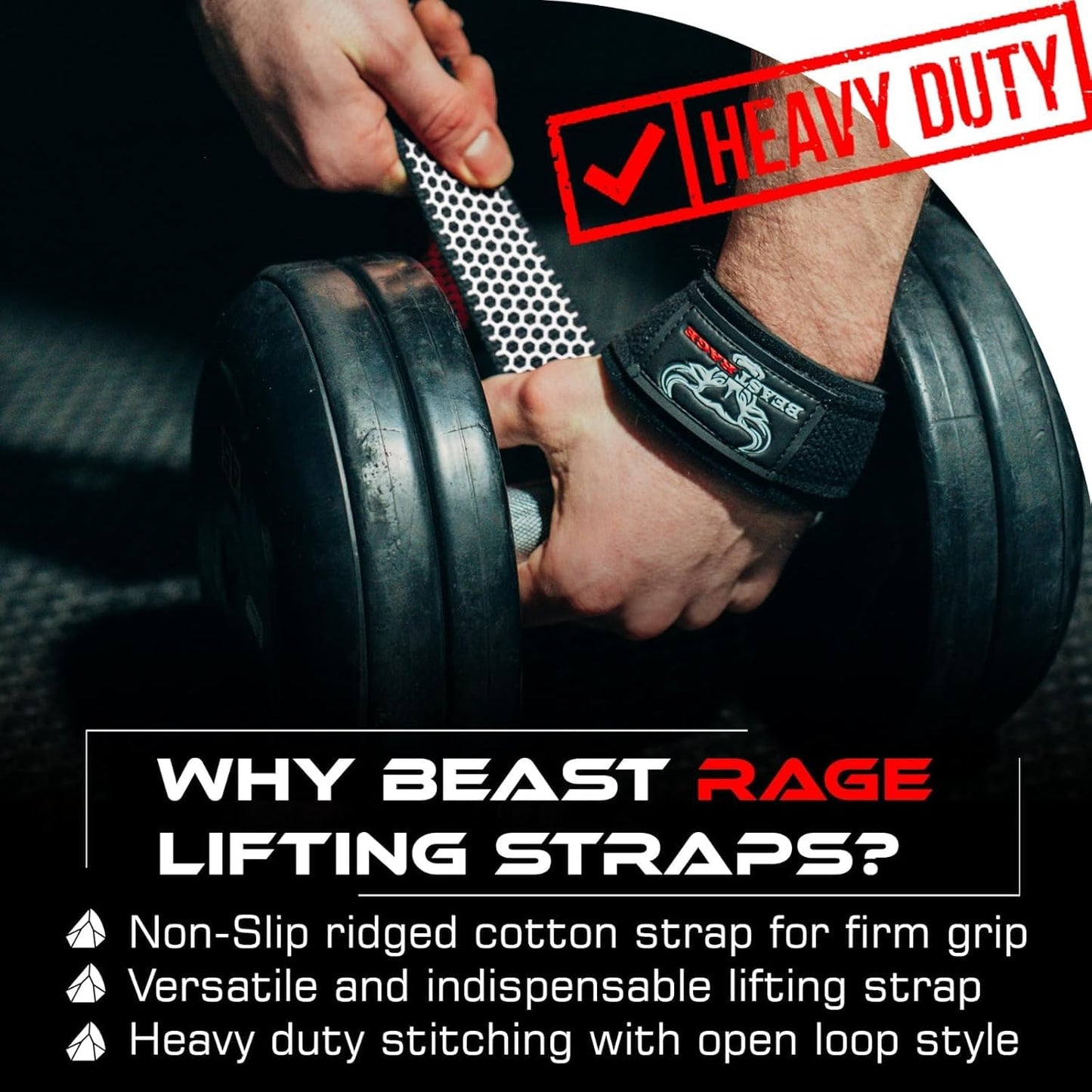 BEAST RAGE Lifting Wrist Straps for Weightlifting, Straps Gym Grip Power Workouts Lifting Straps Padded Cotton Men Women Wrap Lift, Deadlift Bodybuilding Weight Lifting Exercise Straps (Basic)