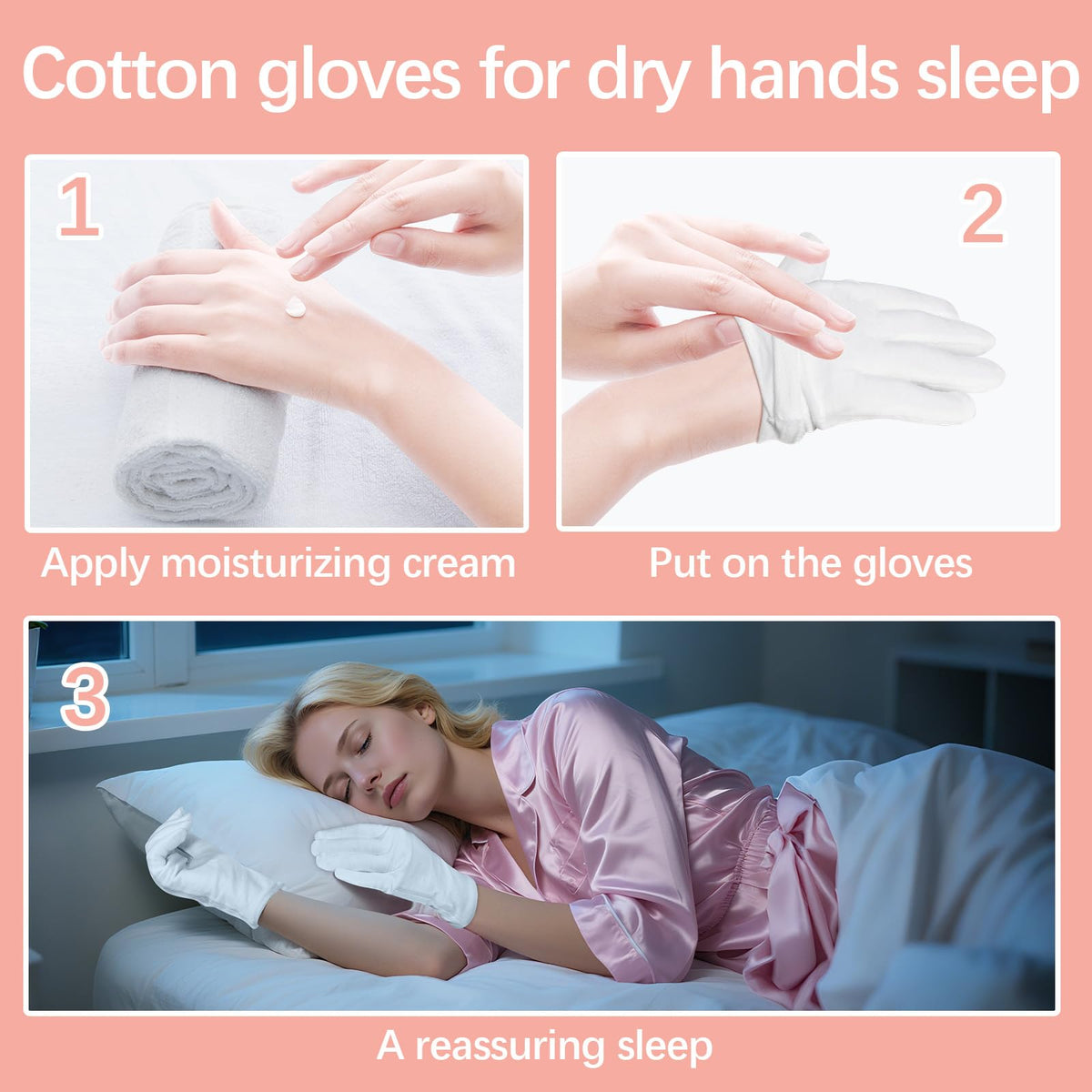 36 Pcs White Cotton Gloves for Dry Hands Sleeping, Men&Women Soft Sleep Gloves for Eczema and Moisturizing Overnight, Stretchabl