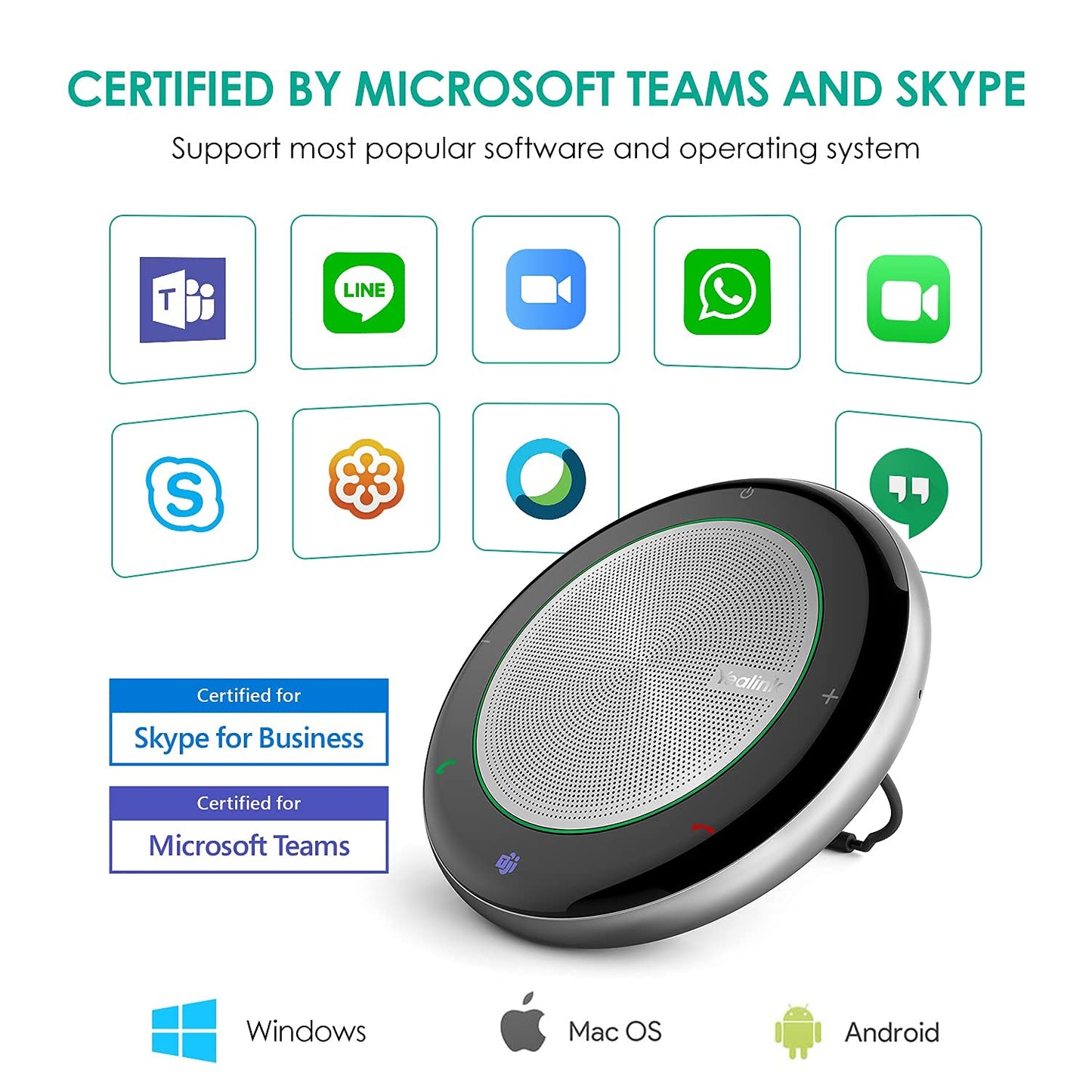 Yealink Bluetooth Speakerphone Conference Microphone Teams Certified Cp700 Usb Full Duplex Noise Reduction Algorithm Home Office