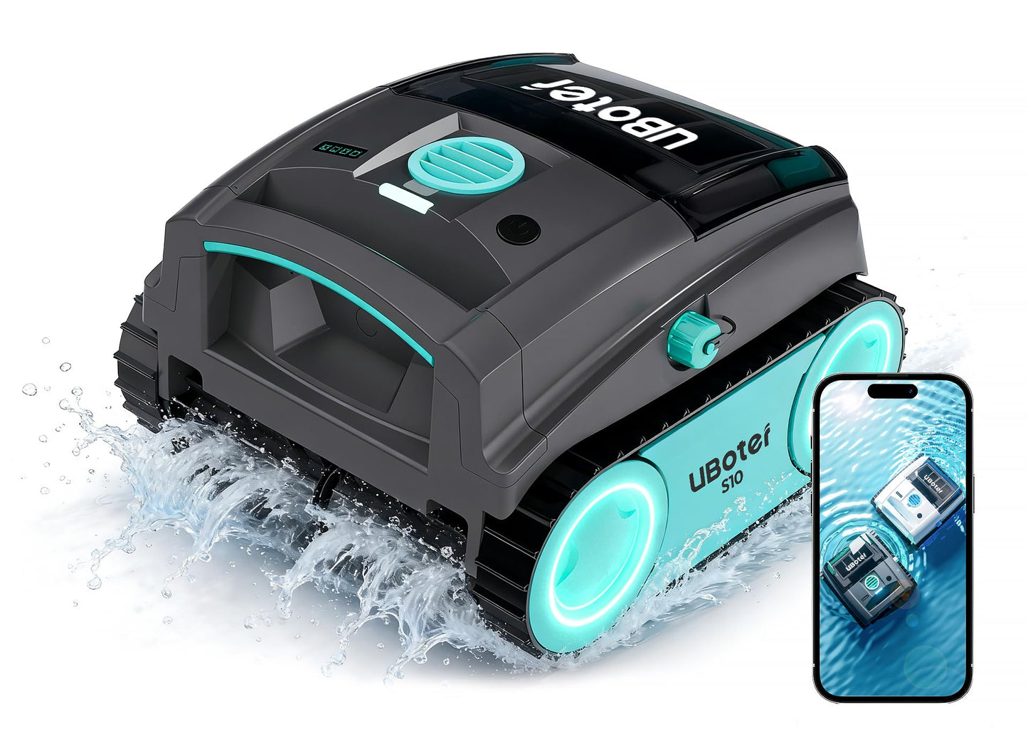 Pool Vacuum, UBoter S10 Cordless Robotic Pool Cleaner, Automatic Pool Vacuum for Inground & Above Ground Pools to 1290 Sq.Ft, Floor Wall Waterline Step Cleaning, 150 M Runtime, Auto Parking, Smart App