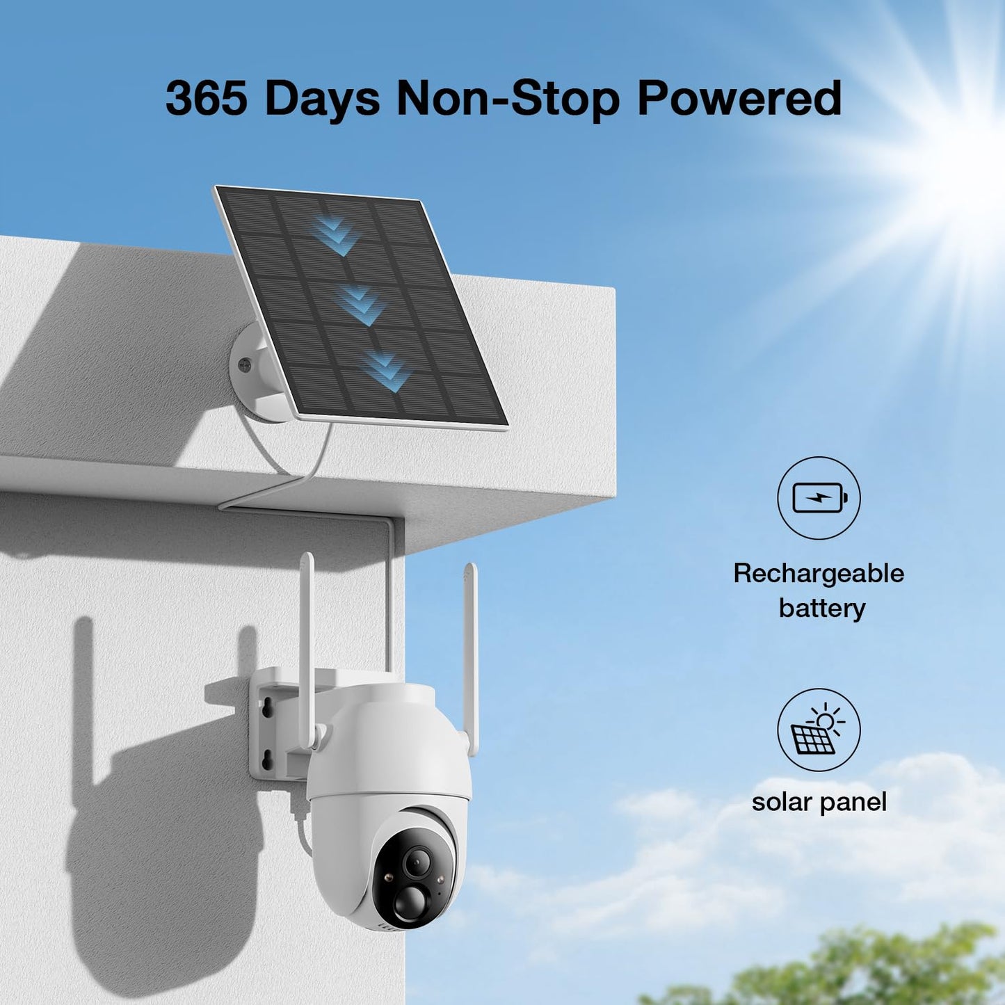 ELYSOO Solar Security Cameras Wireless Outdoor, 64GB Local Storage Included, 2K/4MP Home Security Camera System, 4-Cam Kit, 2.4G & 5GHz WiFi, PIR Motion Detection, 360° View