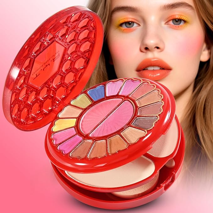 Badhare Personal Makeup Ruby-Inspired Palette Set 25 Color Multifunctional Eyeshadow, Blush Highlighter Kit with Shimmer, Pearlescent Finishes, Cruelty-Free Waterproof Includes Sponge Sticks & Mirror