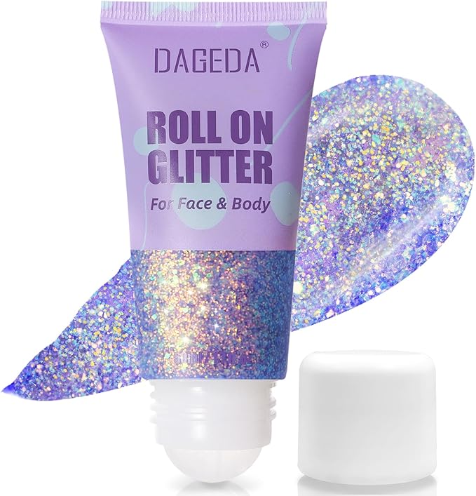DAGEDA Roll-on Body Glitter,Holographic Face Hair Glitter Gel for Festival Outfit Mermaid Accessories,Chameleon Color Body...