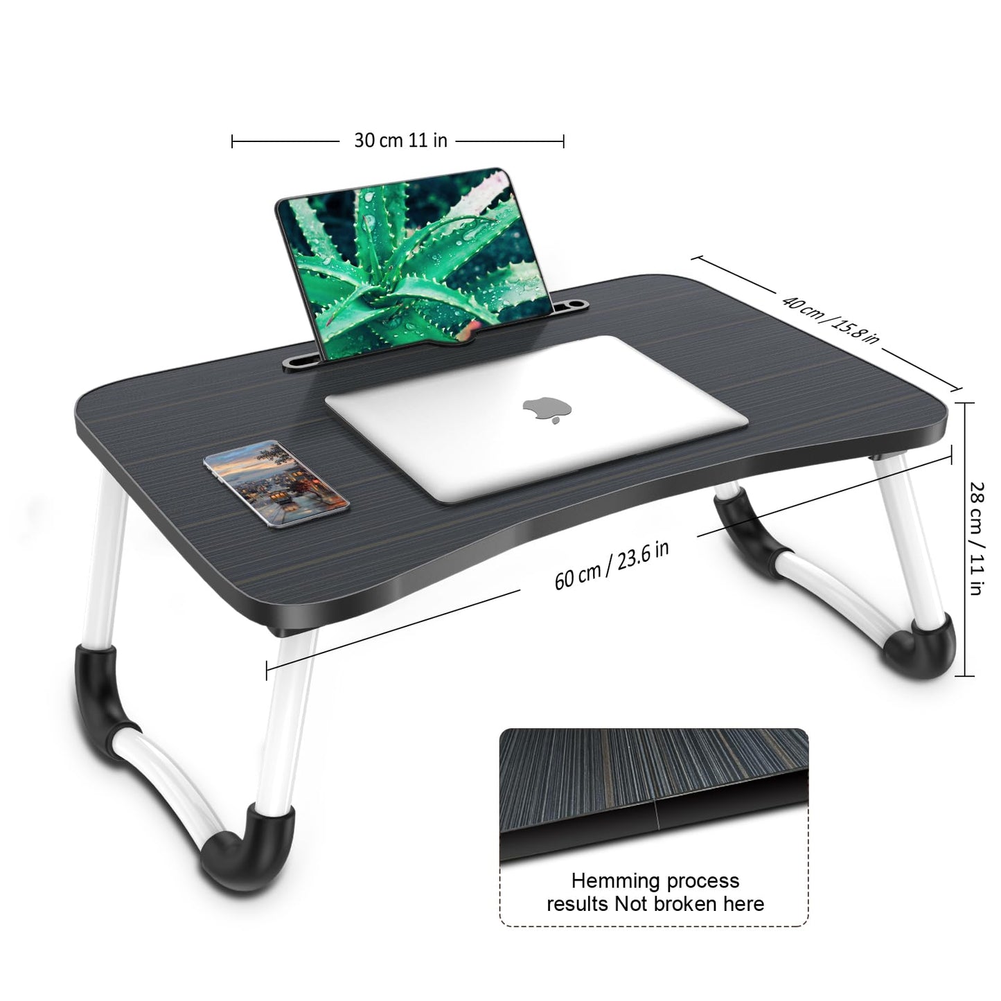 Zapuno Laptop Bed Desk, Foldable Laptop Tray Table with Tablet Slot, Lapdesk Laptop Stand for Bed Portable Standing Table for Bed Couch Floor