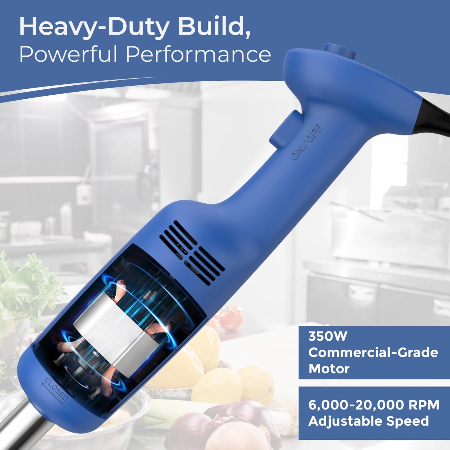 TK Tartle Kitchen Commercial Immersion Blender, Hand Held Blender, 350W 4000-20000RPM, Stainless-Steel, 10 inch Removable Shaft with Variable Speed -2025 upgrade