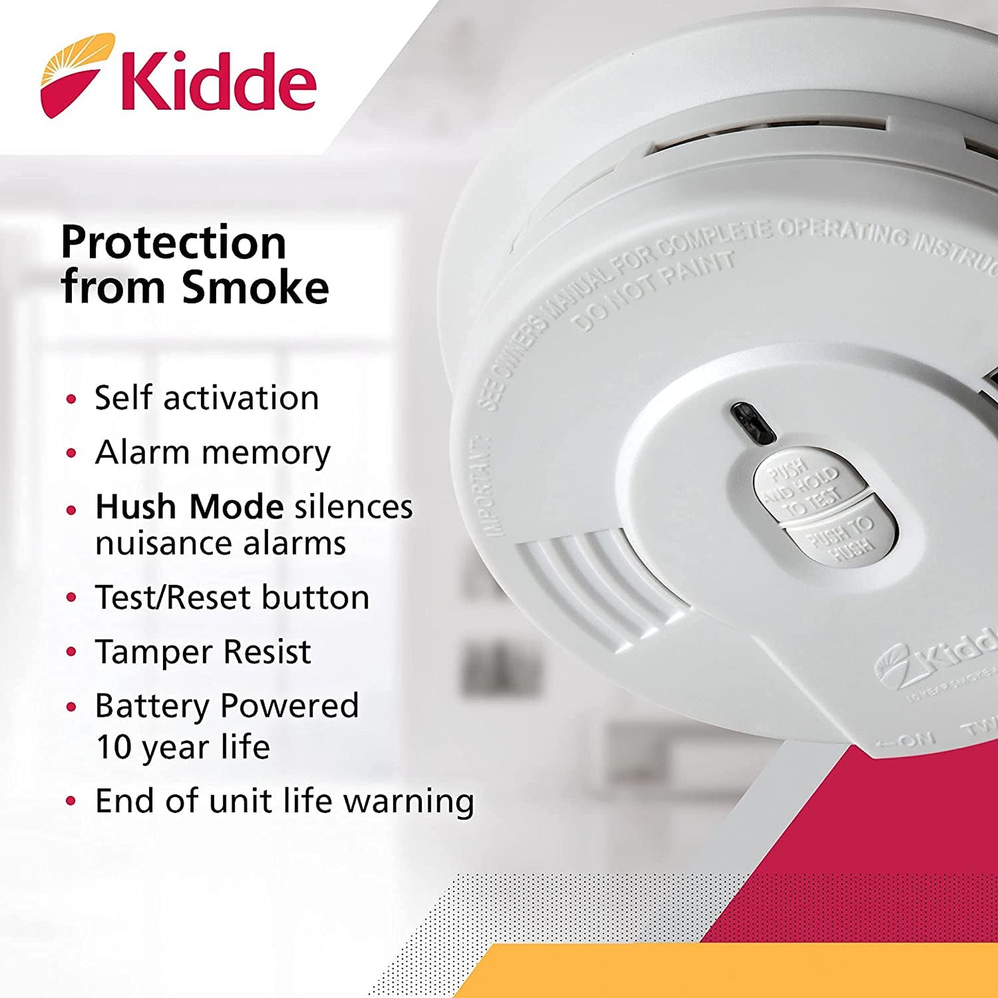 Kidde Plug-in Carbon Monoxide Detector with Battery Backup & 10-Year Battery Smoke Detector with LED Alerts