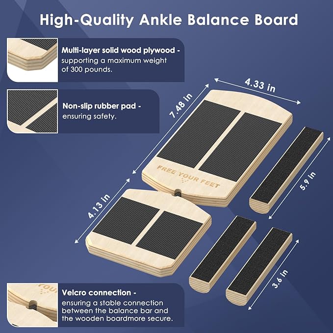 YDMADE Ankle Balance Board - Non-Slip Balance Board for Physical Therapy, Fast Injury Recovery & Core Strength - 300lbs Capacity - Ideal for Athletes, Seniors & Home Use