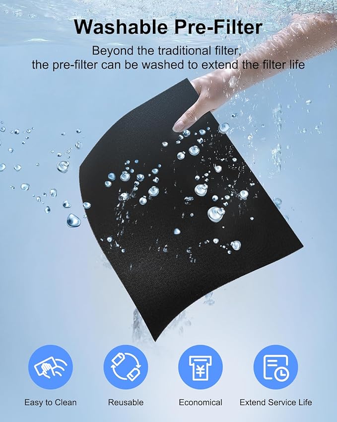 Air Purifiers for Home Large Room 2000 Ft² with Washable Filters, MOOKA H13 HEPA Air Purifier for Home Ptes Bedroom with Fragrance, Air Cleaner for Smoke Dust Pollen Pets Hair Odor, KJ190L Grey