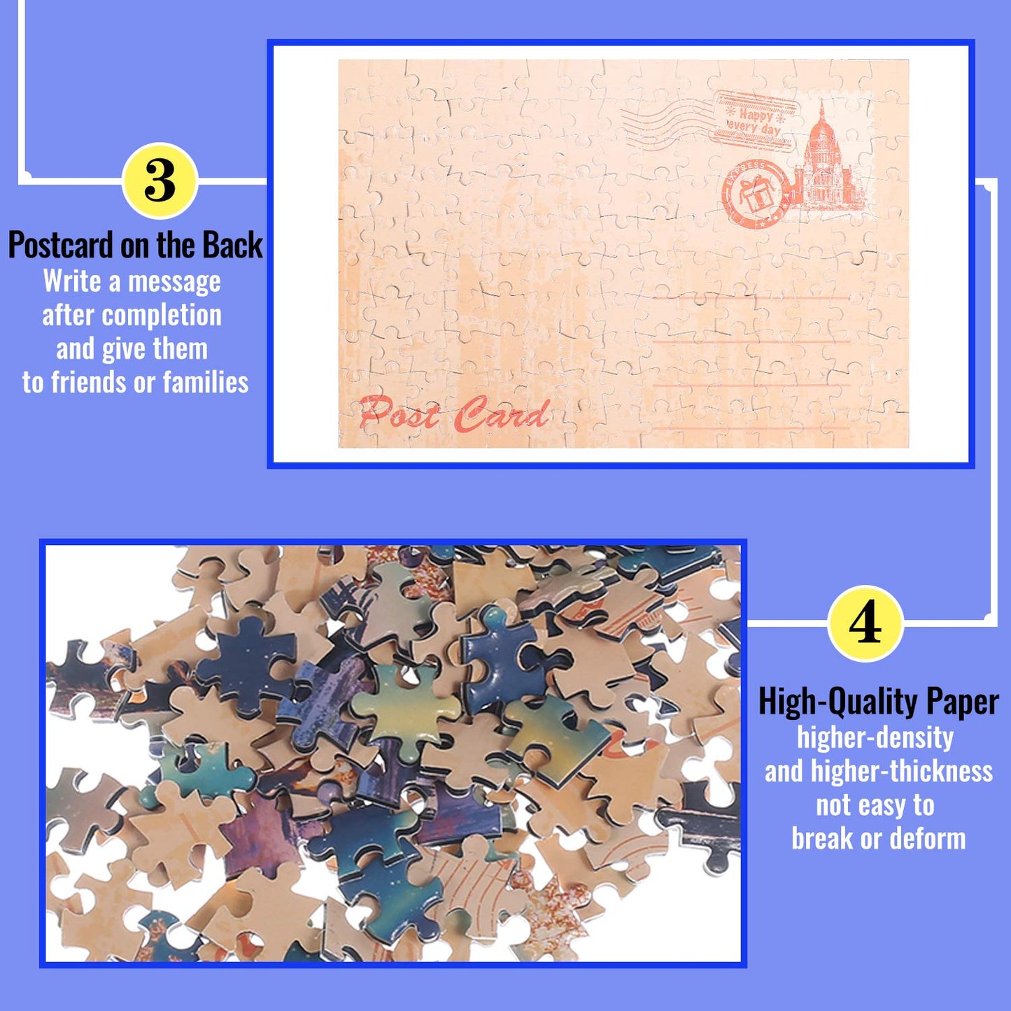 Small Jigsaw Puzzles for Adults 150 Pieces Mini Jigsaw Puzzles Challenging Retro American Illustration Puzzles 6 x 4 Inches, 3 Pcs,Mini Easel Included
