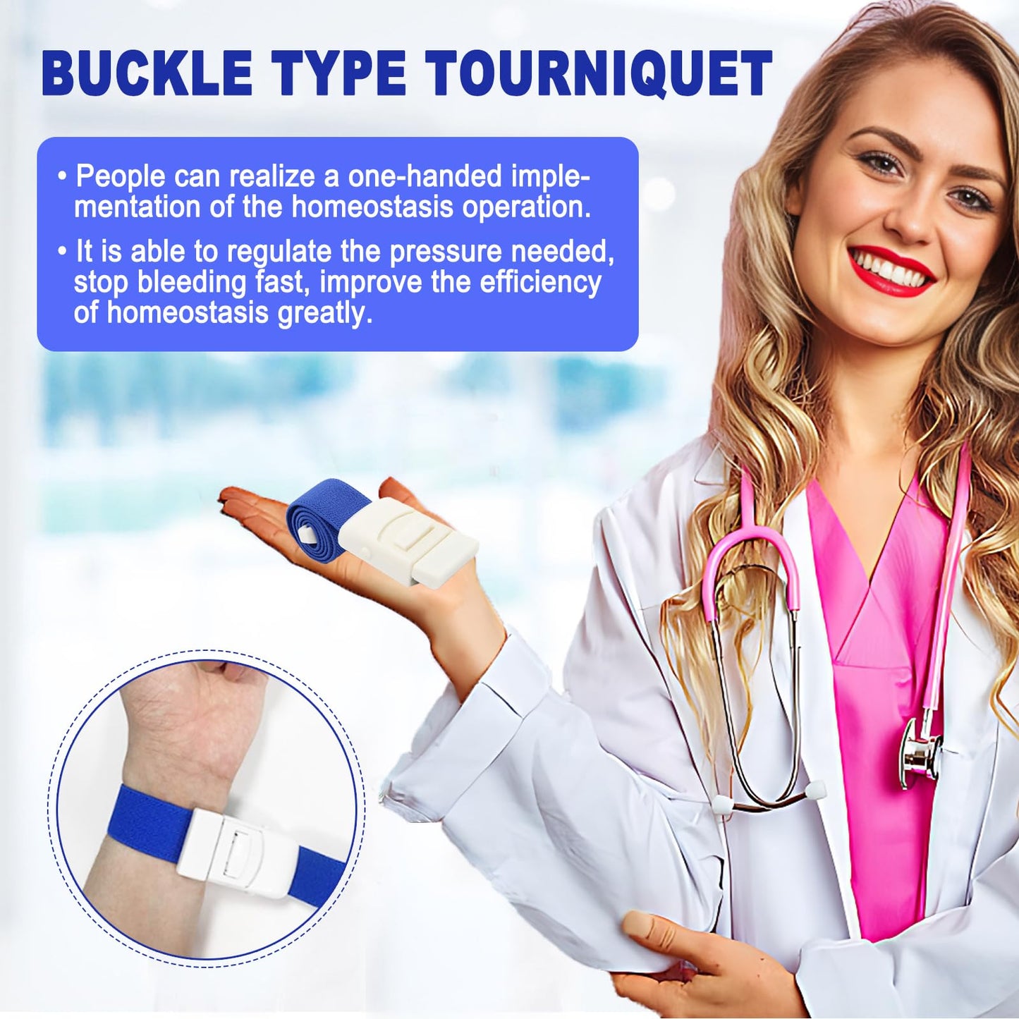 6Pcs Tourniquets, Emergency Tourniquet Buckle Band, Elastic First Aid Tourniquets, Single-Handed Application for Home Outdoor Sport Camping Hiking Emergency (6Pcs-Colorful)
