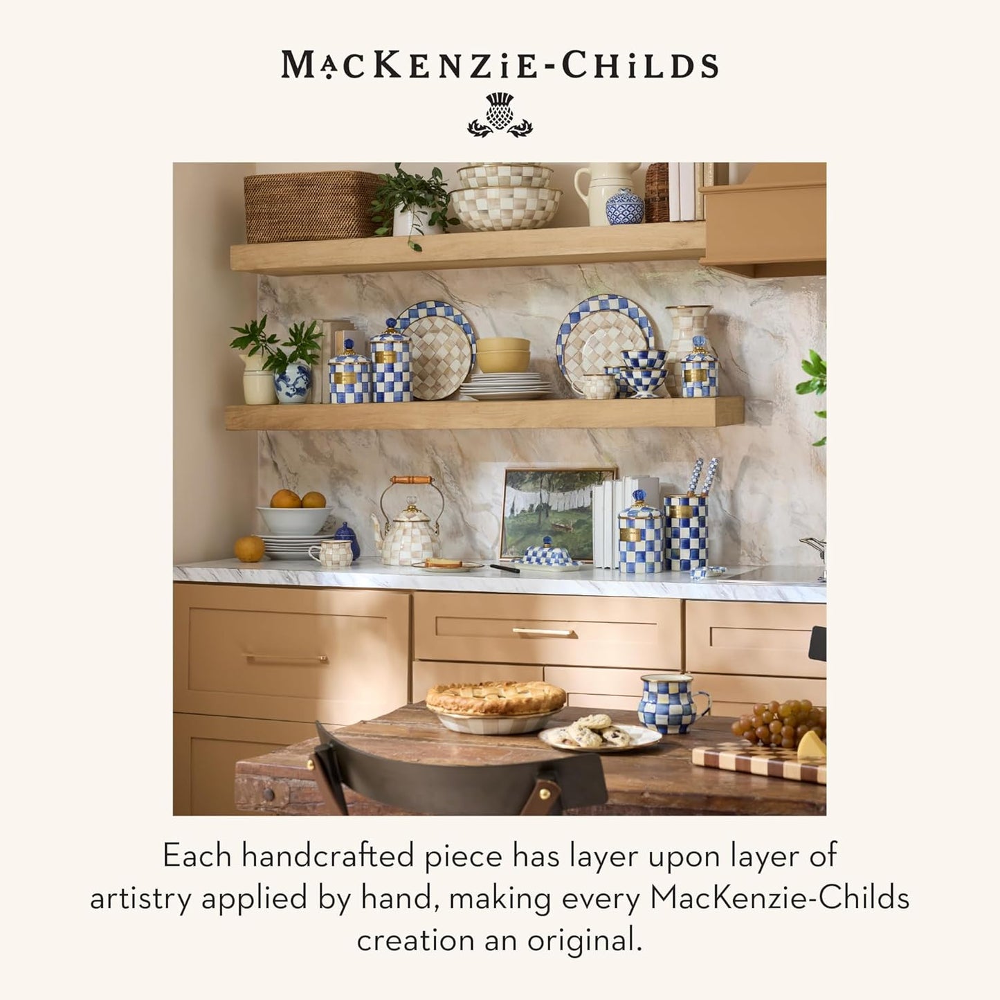MACKENZIE-CHILDS Mocha Check Pie Plate