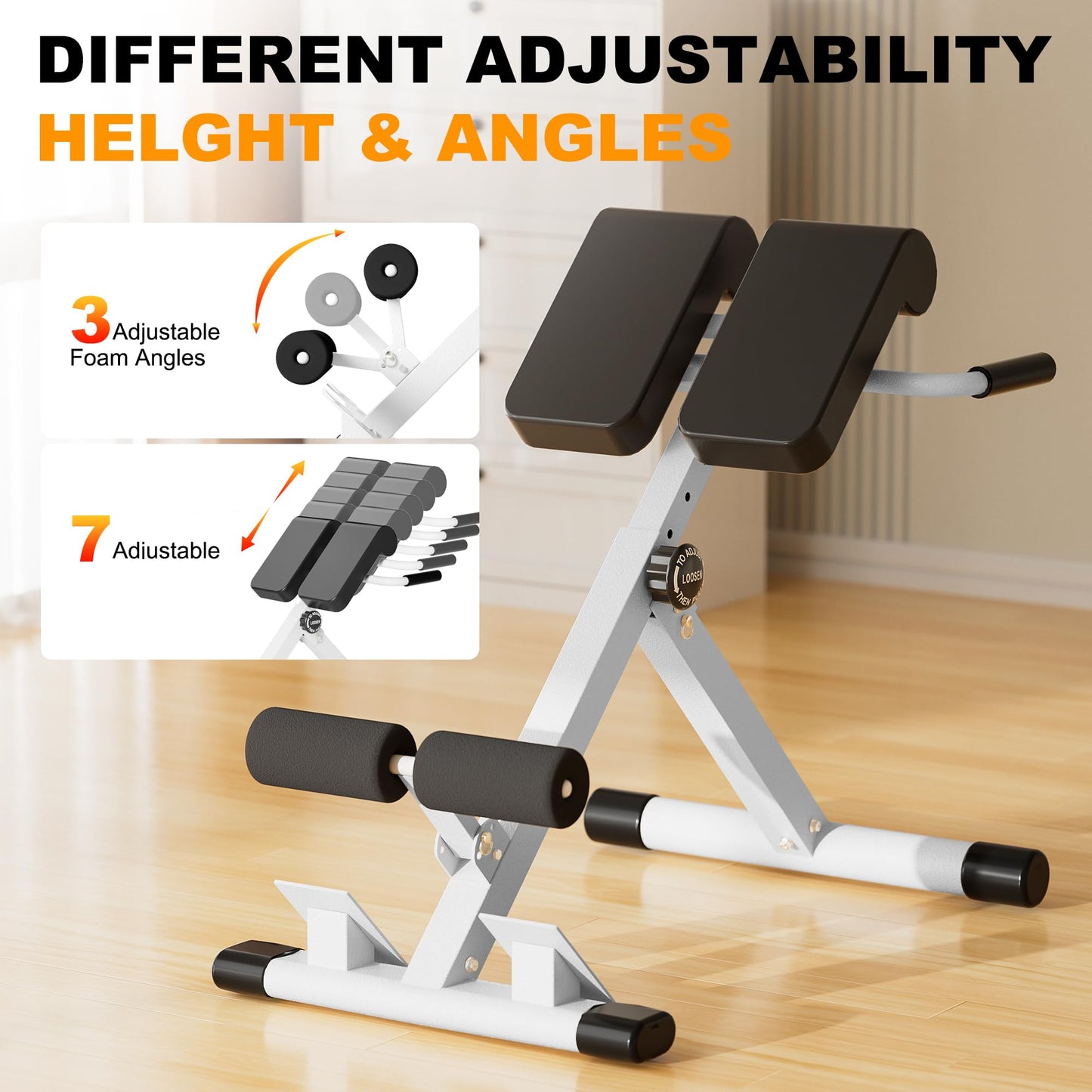 SIRHOME Adjustable Roman Chair with 330 lb Capacity, Foldable Incline Hyperextension Bench, Multi-Function Home Gym Back Extension Machine for Glutes, Hamstrings & Lower Back Strength Training