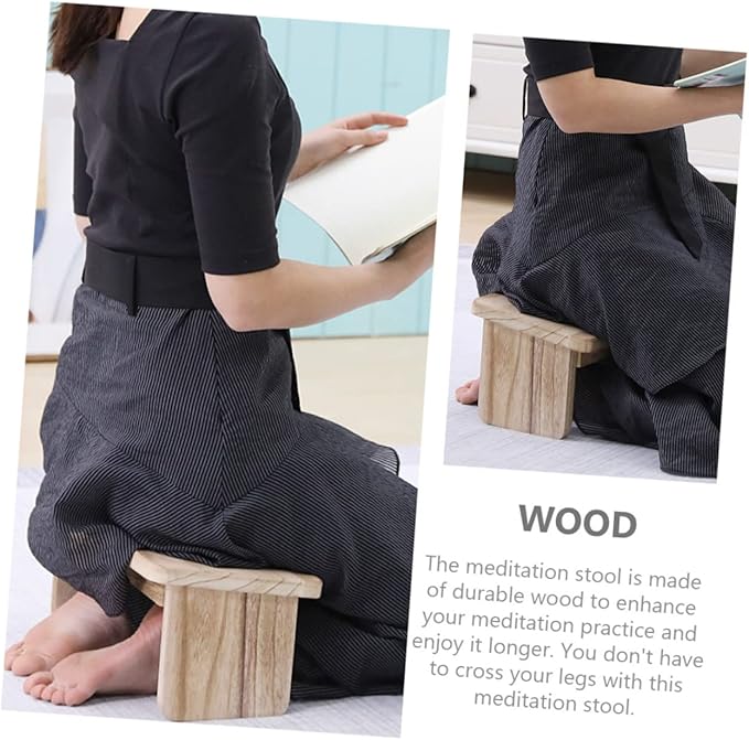 ibasenice Wooden Meditation Stool Portable Zen Kneeling Seat for Comfortable Praying and Meditation Practice Non-Slip Design for Enhanced Stability and Support