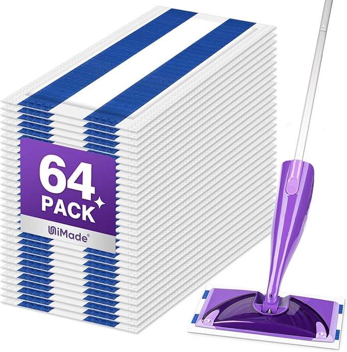 64 Count Mop Pad Refill Compatible with Swiffer WetJet, Disposable Multi-Layers Mopping Pads for All Hard Surface, Especially Hardwood Floor, Super Absorbent Spray Mopping Pad Refills
