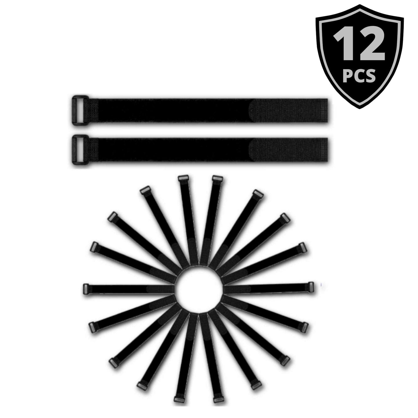 Office Werks 12 Pack Of 24 X 1 Inch Cinch Straps, Reusable Black Nylon Cable/Securing And Fastening Straps Adjustable Nylon Hook