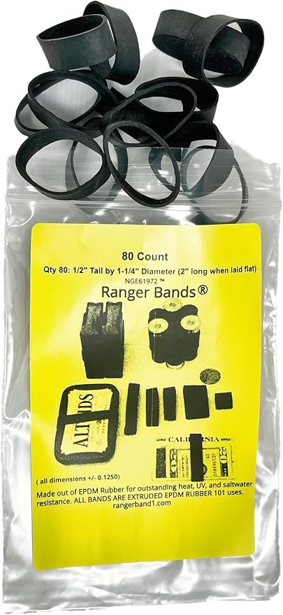 Ranger Bands® 80Count Extra Stretch Made from EPDM Rubber for Survival and Strapping Gear Made in the USA Tactical Rubber ...