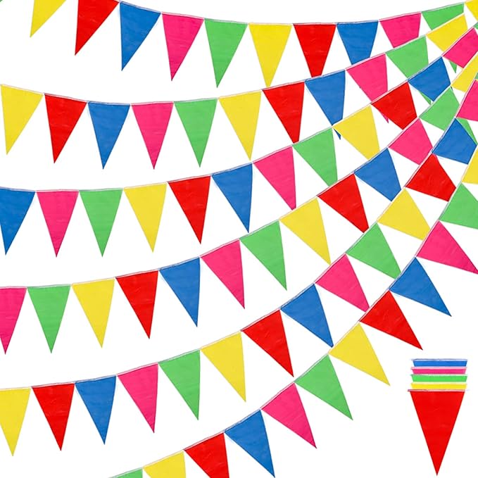 RUBFAC 1020ft 720pcs Colorful Pennant Banner Flags Multicolor Bunting String Triangle Flags Bulk, Garland for Grand Openin...
