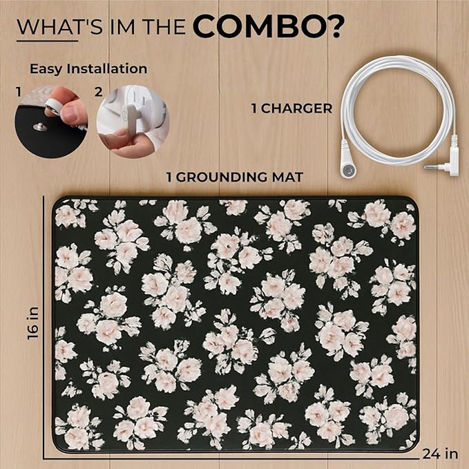 Grounding Mat for Feet - Grounding Well Mat with Anti-Slip Surface - Improves Sleep,Energy and Ailments, Reduces Stress - Complete Earthing Pad for Bed, Desk, or Chair