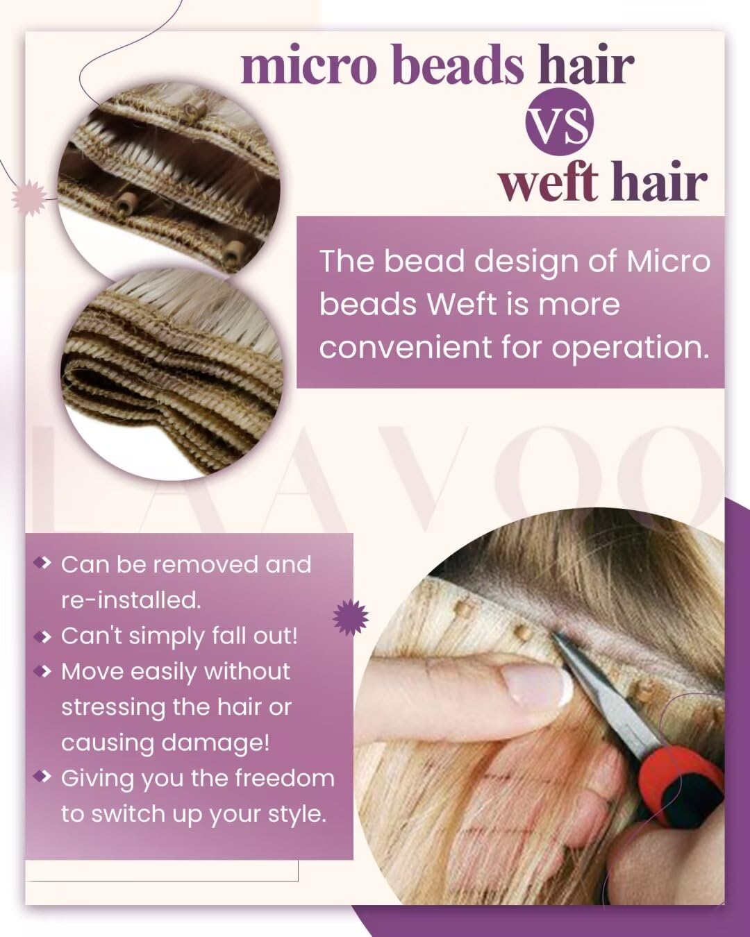 LaaVoo Hair Beaded Weft Hair Extensions Real Human Hair Beaded Weft Hair Extensions Human Hair Blonde Highlighted 20inch 50g