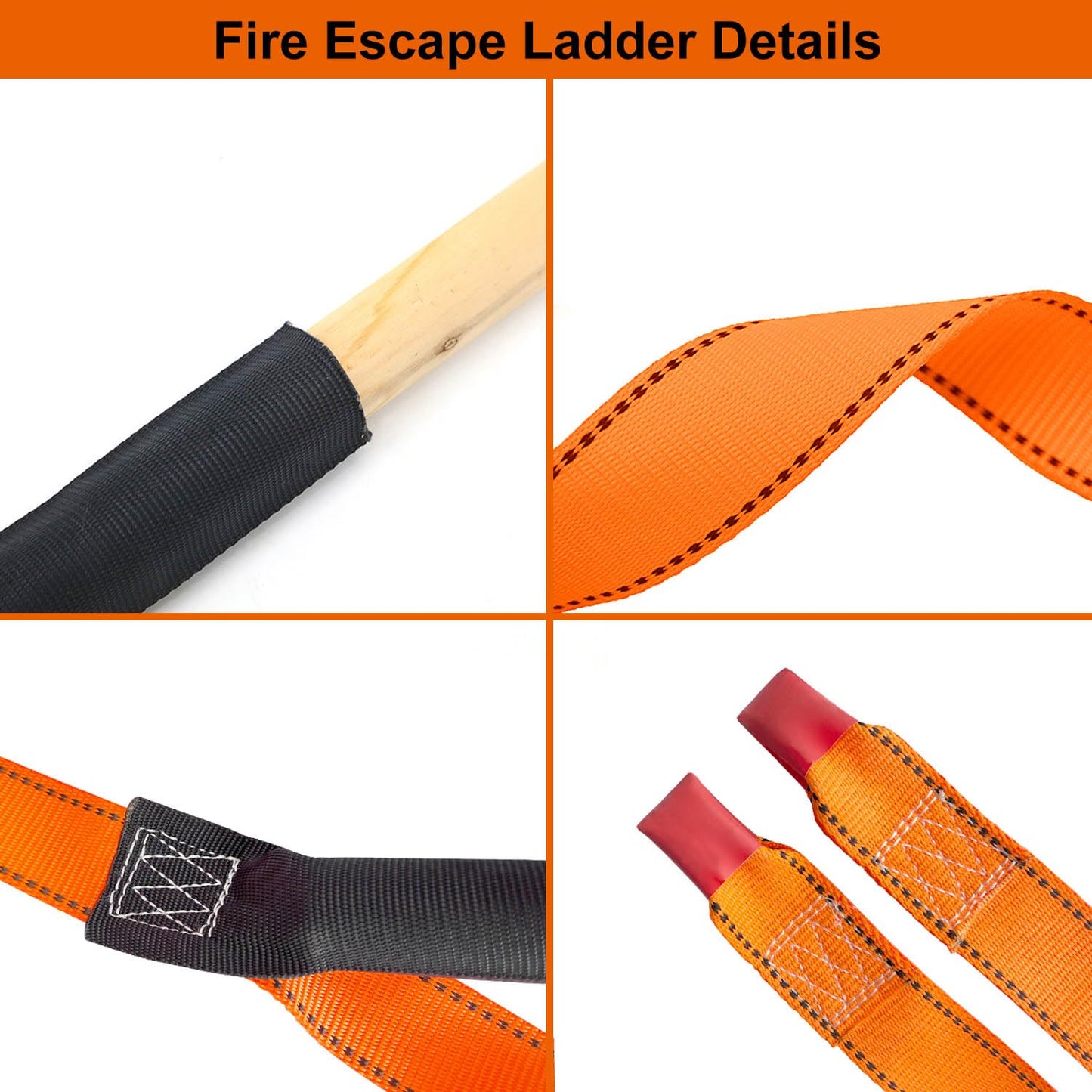 FKNGS Fire Escape Ladder, 13.1 Feet Emergency Fire Ladder, 2-3 Story Homes Reusable Safety Rope Ladder for Kids and Adults