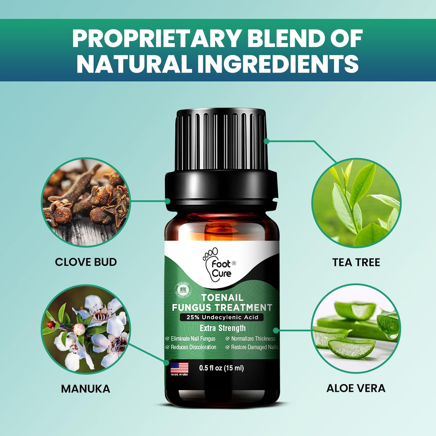 Foot Cure Toenail Fungus Treatment Extra Strength – Athletes Foot Treatment for Toenails, Restorative Nail Repair for Damaged Nails, Toenail Softener with Tea Tree Oil & Oregano Oil - Made in USA