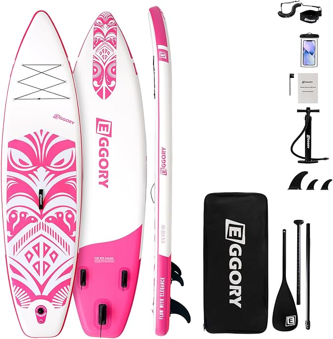 Inflatable Paddle Board,Stand Up Paddle Board Set, Extra Wide SUP Board with Removable Fin, Floating Paddle, Hand Pump, Wa...