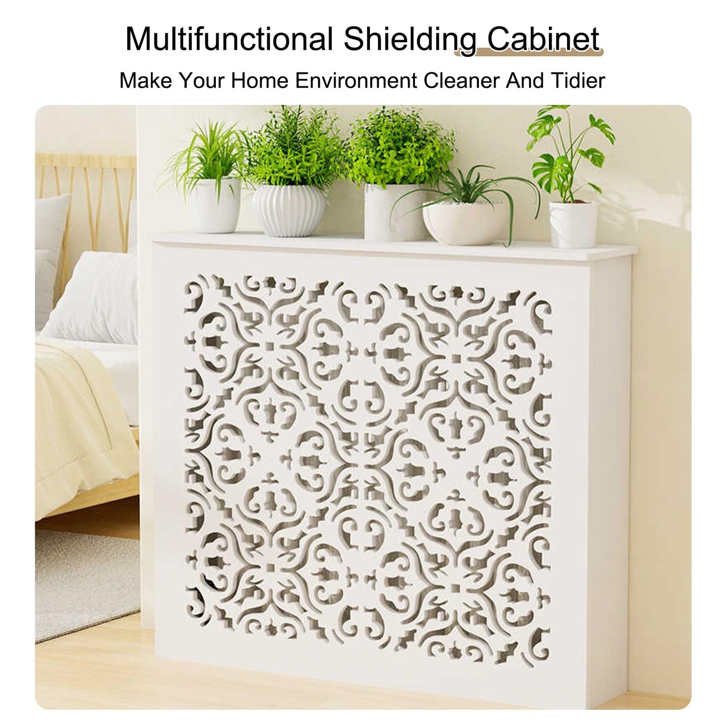 Modern Radiator Cover For Home, Radiator Cover Heating Cabinet, Space Decorative Heating Cabinet, for Home and Office Living Room Bedroom Furniture Decor Vented Safety(60x60x15cm/23.6x23.6x5.9in)
