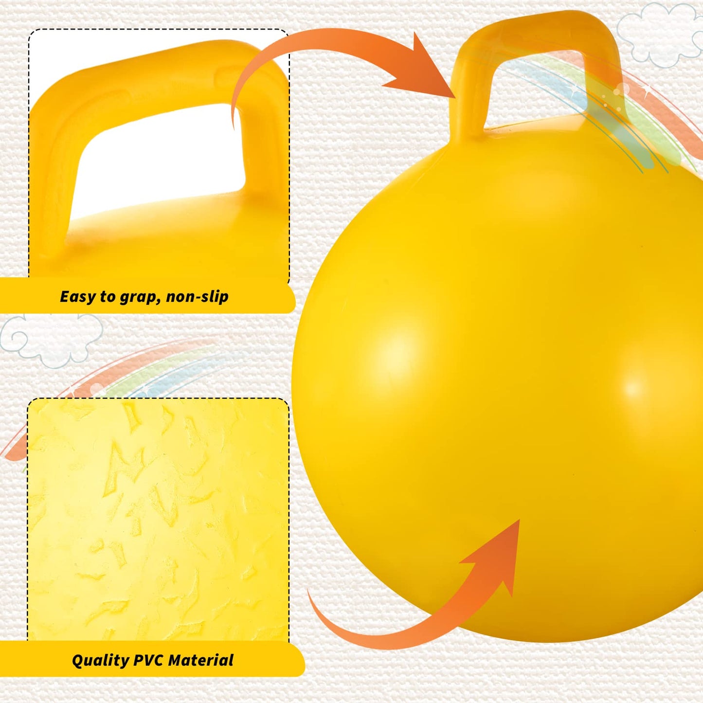 Sratte 6 Pcs Hopper Ball with Handle Bouncing Marble Bouncy Balls Hopping Toys Inflatable Jumping Toy for Jumping Sport Hop Boys Girls Gifts Party Favors(Cute Color)