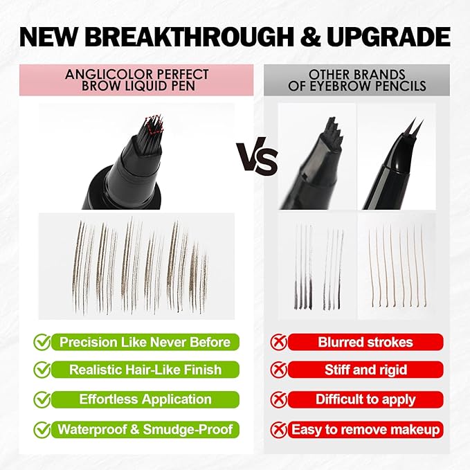 Anglicolor Microblading Eyebrow Pen, Liquid Eyebrow Pen, Square Angled Eyebrow Brush Natural Hair-Like Brow, Long-Lasting, Waterproof Eye brow Pencil for Women and Girls Makeup (01 Caramel Blonde)