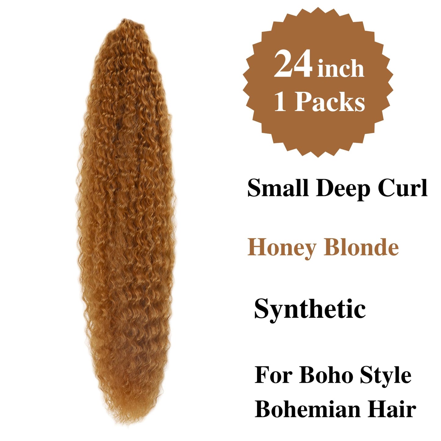 Honey Blonde Braiding Hair Pre stretched Boho Hair for Mermaid Braiding Hair Extensions Micro Curl Boho Braids Curly Crochet Boh