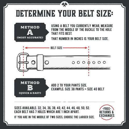 Main Street Forge American Made Mens Work Belt | Leather Belts for Men | Black Belt Men 48