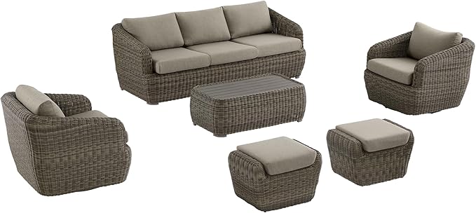 CHITA Patio Wicker 3-Seater Sofa with Removable Cushion, Backyard Rattan Chair for Sunrooms, Patios, Decks, Fully Assembled