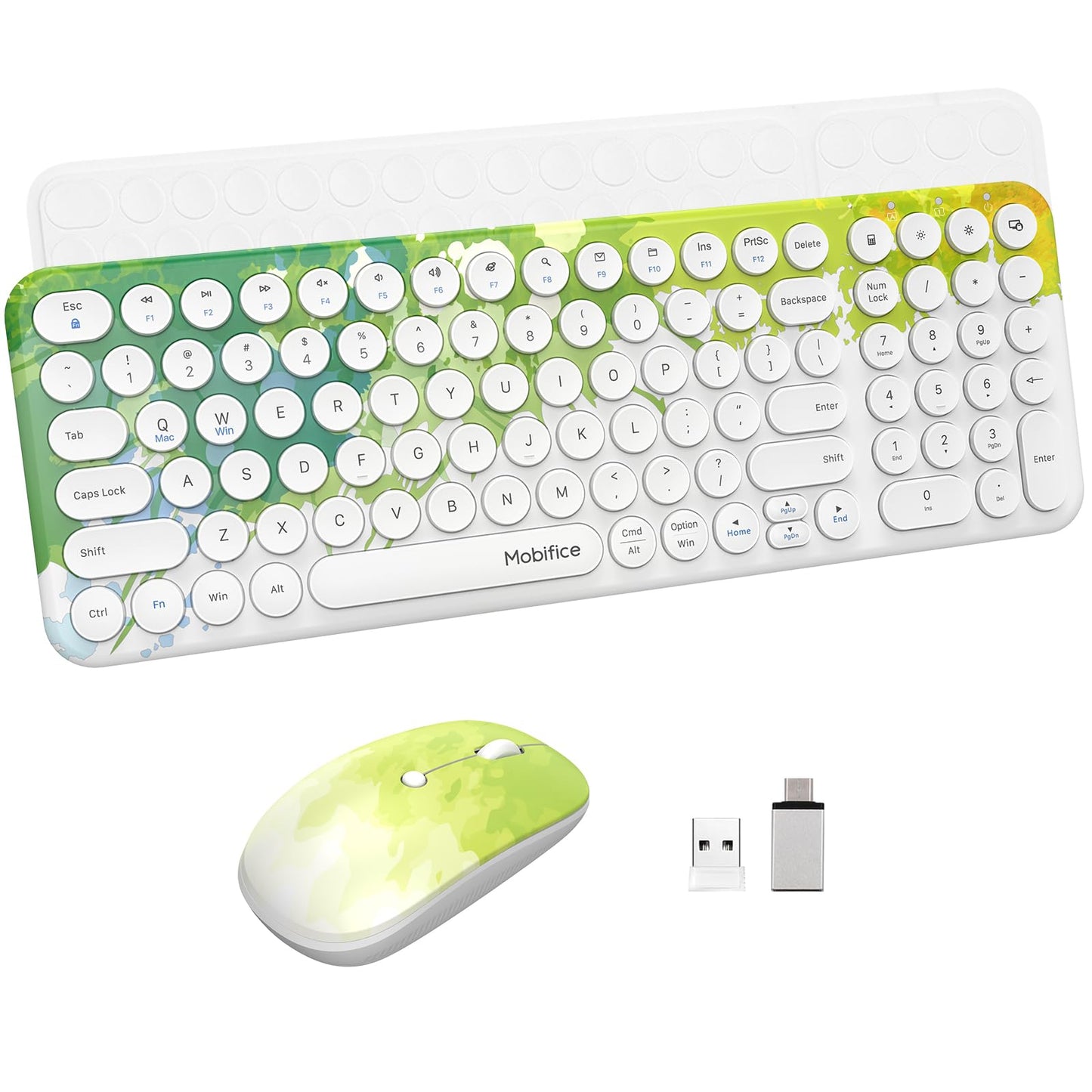 Wireless Keyboard And Mouse Combo 2.4Ghz Usb Ultra-Thin Cute Cordless Compact-Sized Silent Retro Computer Keyboard&Mouse Set For