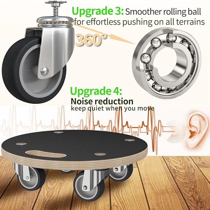 Furniture Moving Dolly 15 Inch Heavy Duty Movers Hardwood Mobile Roller 550 lbs Capacity Flat Furniture Cart with 4 Wheels (2 Packs)