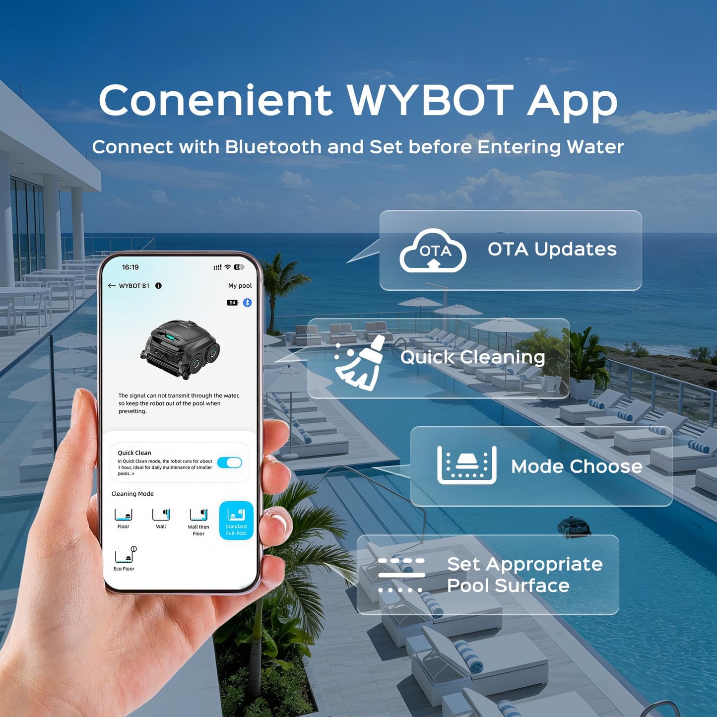 (2026 New) WYBOT B1 Robotic Pool Cleaner, Floor and Wall Cleaning, 120min Runtime Cordless Pool Vacuum for Inground & Above Ground Pools, Smart Navigation, Self-Parking, Black Green