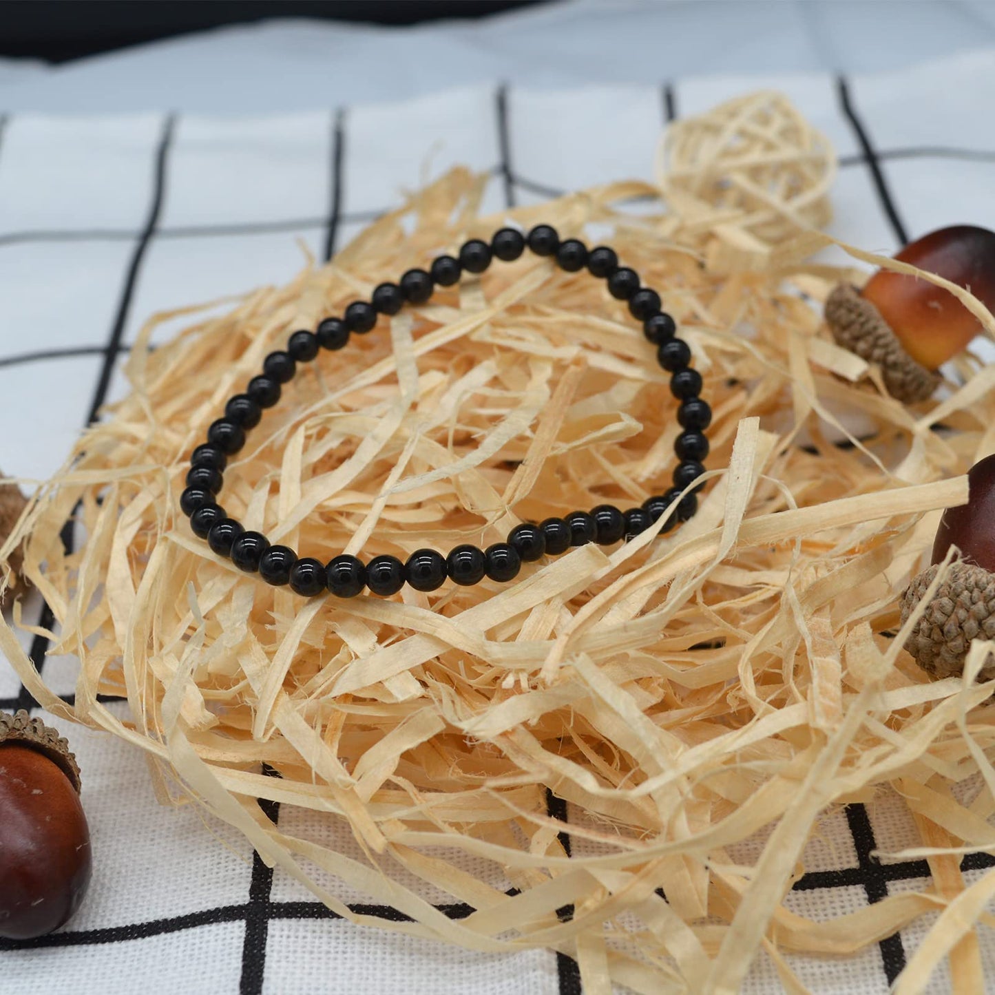 KIKILA 4mm Mini Gemstone Energy Bracelets Crushed Stone Beaded Bracelet Natural Stone Charm Beaded Small Couples Bracelets for W