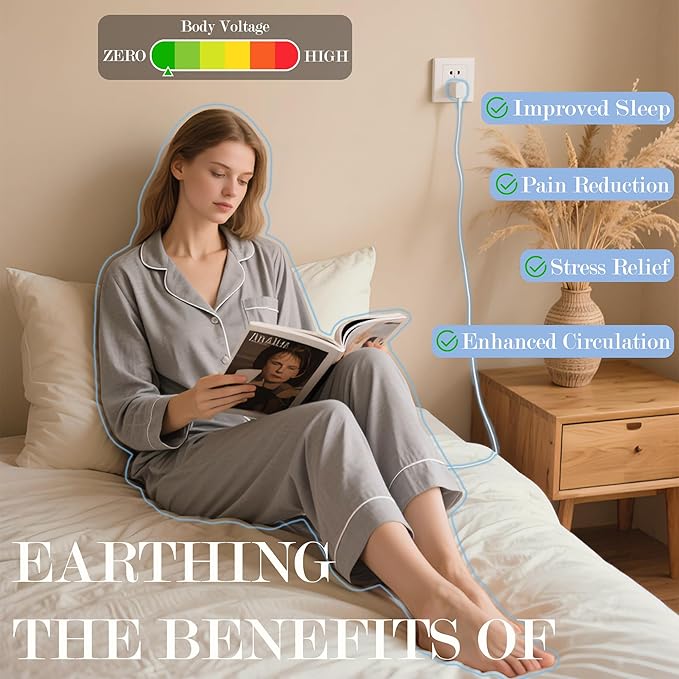 Ali King Grounding Sheets - Full XL Size, Soft Cotton with Silver Fiber, 15'' Deep Pocket Earth Grounding Fitted Bed Sheets for Improved Sleep (Beige, Full XL 54''*80''*15'')