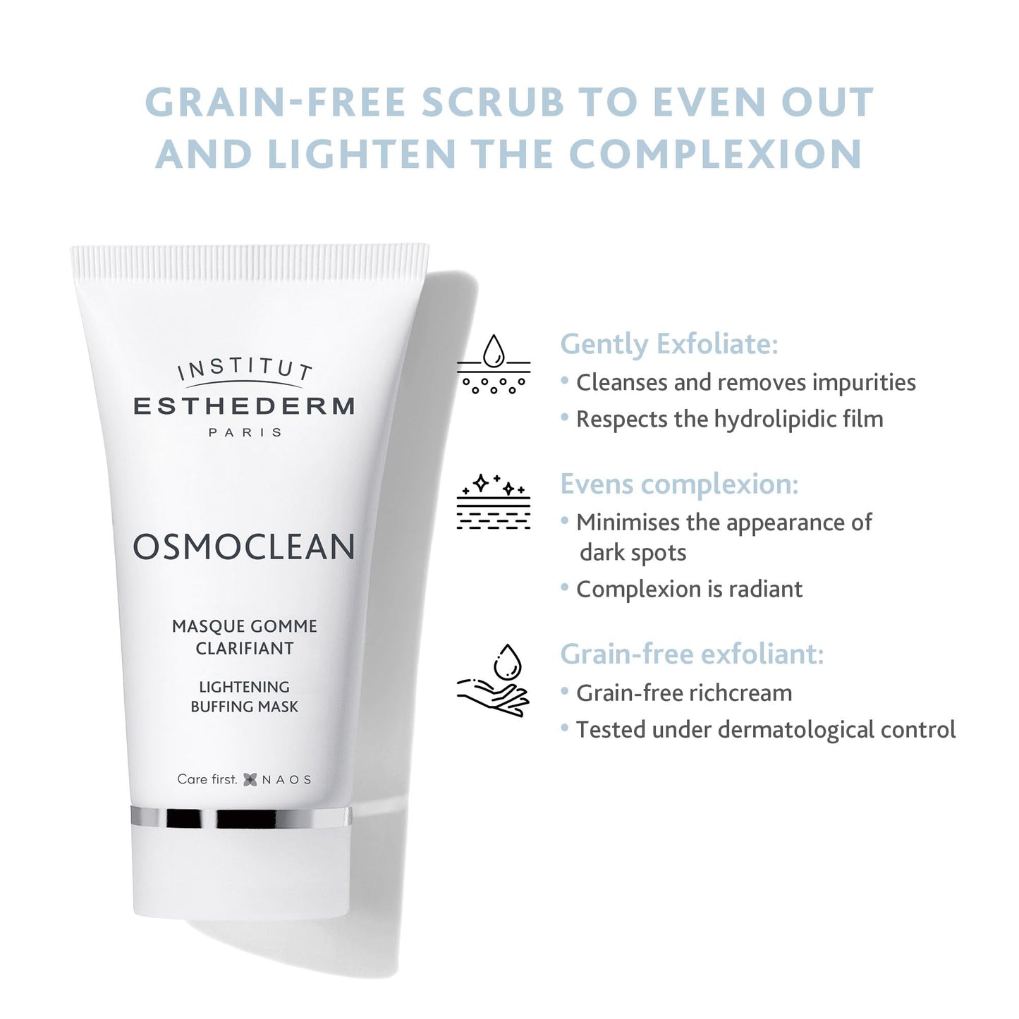 Institut Esthederm - Double Deep Cleansing Routine - Gentle Deep Pore Cleanser 75 mL, Lightening Buffing Mask 75 mL, Cellular Wa