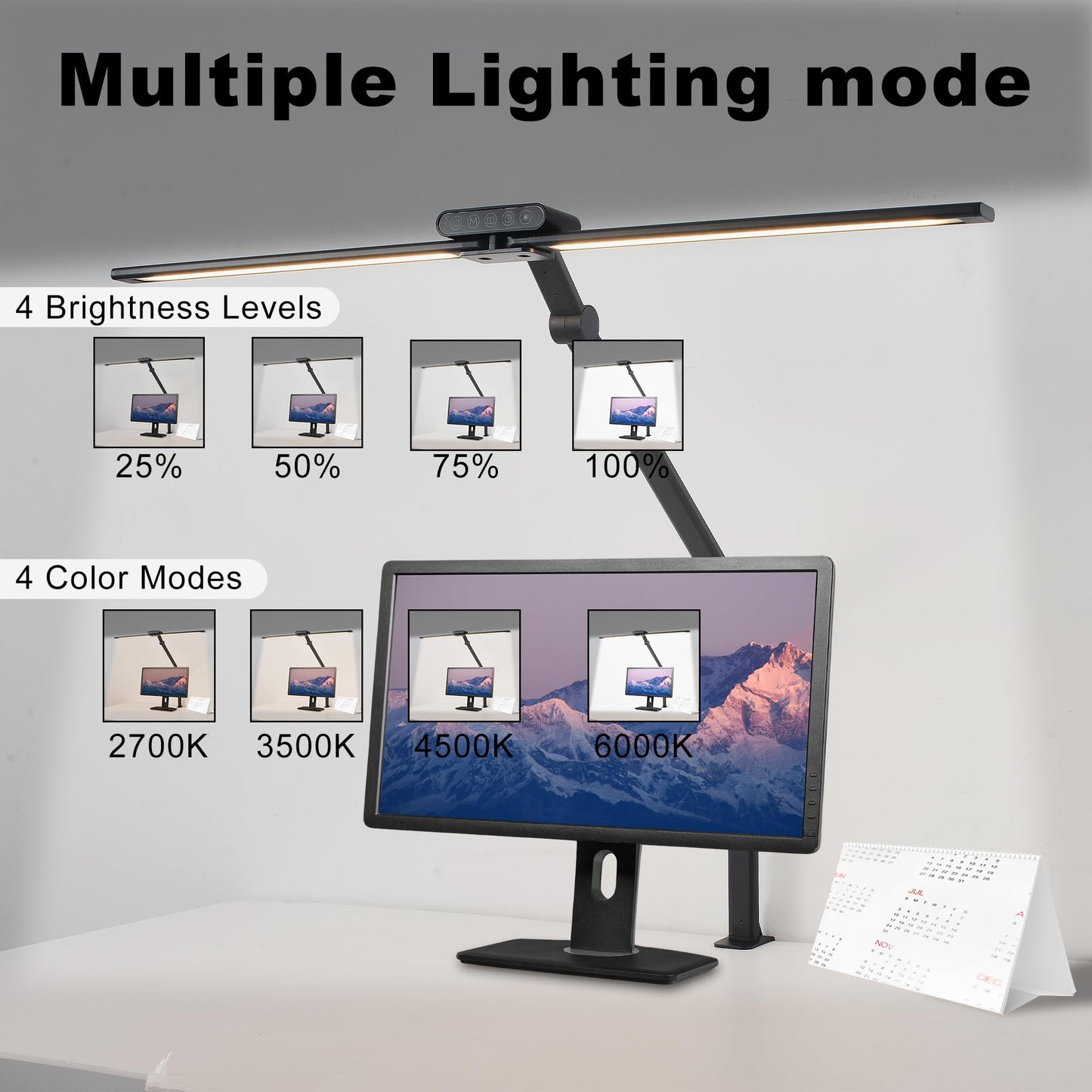 LED Desk Lamps with Clamp, Adjustable & Dimmable Desk Lamps for Home Office, Tall Desk Lamp for Workspaces, Bright LED Desk Light for Study, Workbench Light for Computers (180 Degree Rotation)