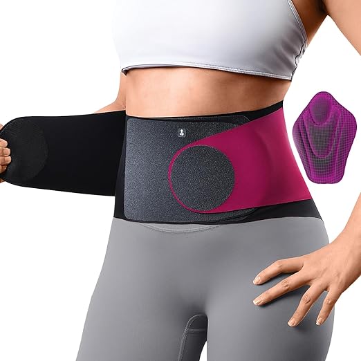 Fitomo 0.5mm Ultra Thin Back Brace for Women Men, Seamless Yoga Fabric for All Day Comfort, Wear under Clothes, Enhanced Lumbar Pad for Lower Back Pain Relief, Sciatica, Posture, Lifting, Rose, Size XL
