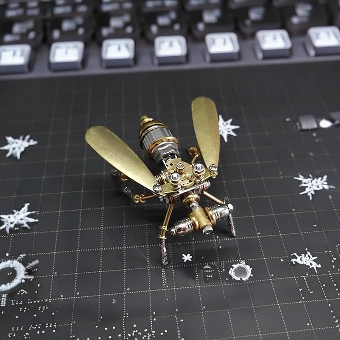 3D Steampunk Metal Fruit Fly Model Kit – DIY Mechanical Brass Insect Puzzle for Adults, Retro Collectible Assembly Craft, Unique Home Office Decoration Gift (Fruit Fly)